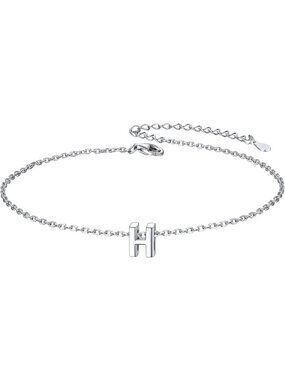Letter H Initial Bracelet 925 Sterling Silver Letter Bracelet Dainty